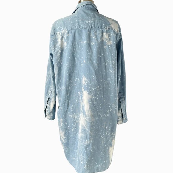 Frank & Eileen Mary Splatter Famous Denim Dress L Light Blue Cotton Shirt - Picture 5 of 9